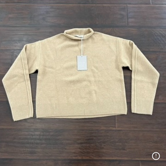 New Everlane Crop Mock boxy style brown sweater size M - Picture 1 of 9